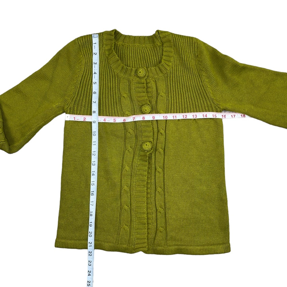 Chartreuse Knit Cardigan Sweater Small Green - Picture 4 of 16